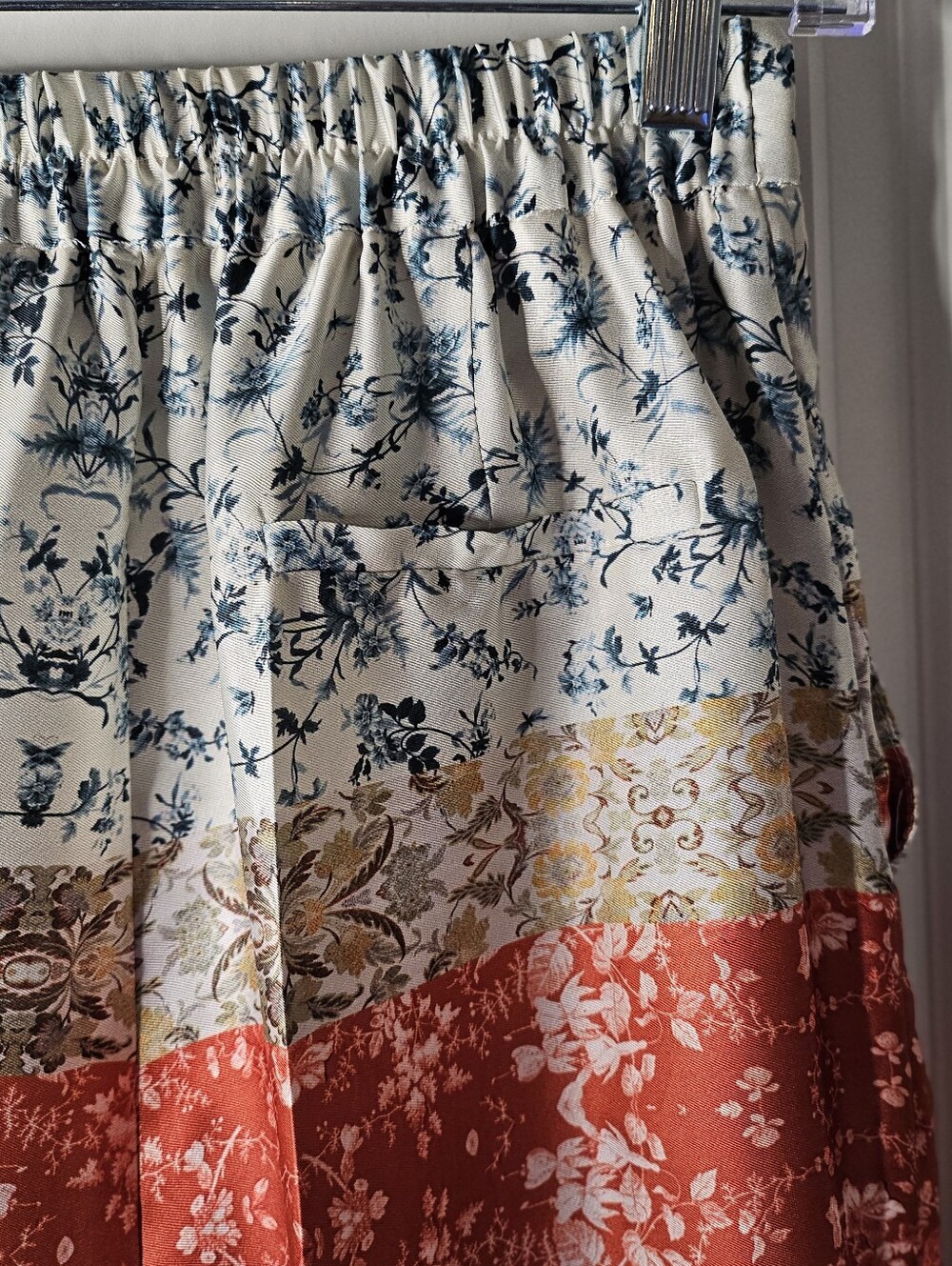 Zara Boho Straight Leg Palazzo Pants S Patchwork Floral Festival Coastal Flowy - Picture 6 of 13